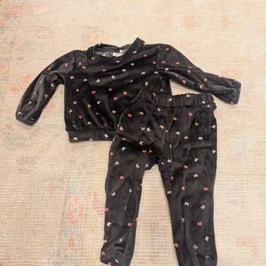 Cat & Jack Black Pajama Set with Colorful Butterfly Patterns